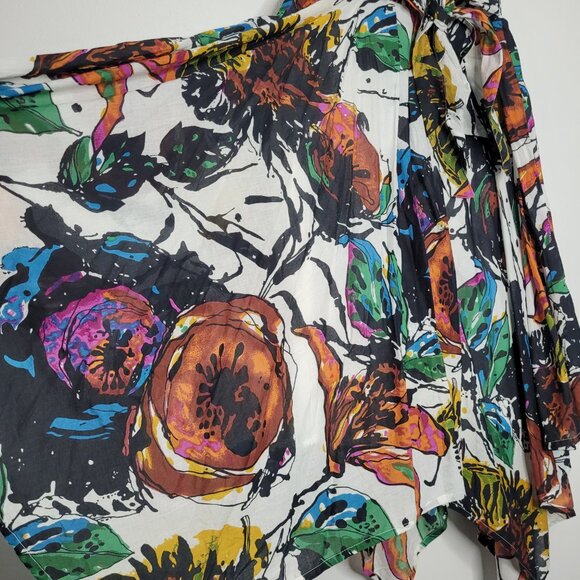 Chelsea & Theodore artsy abstract print handkerchief tie waist midi skirt xl NWT - Picture 3 of 8